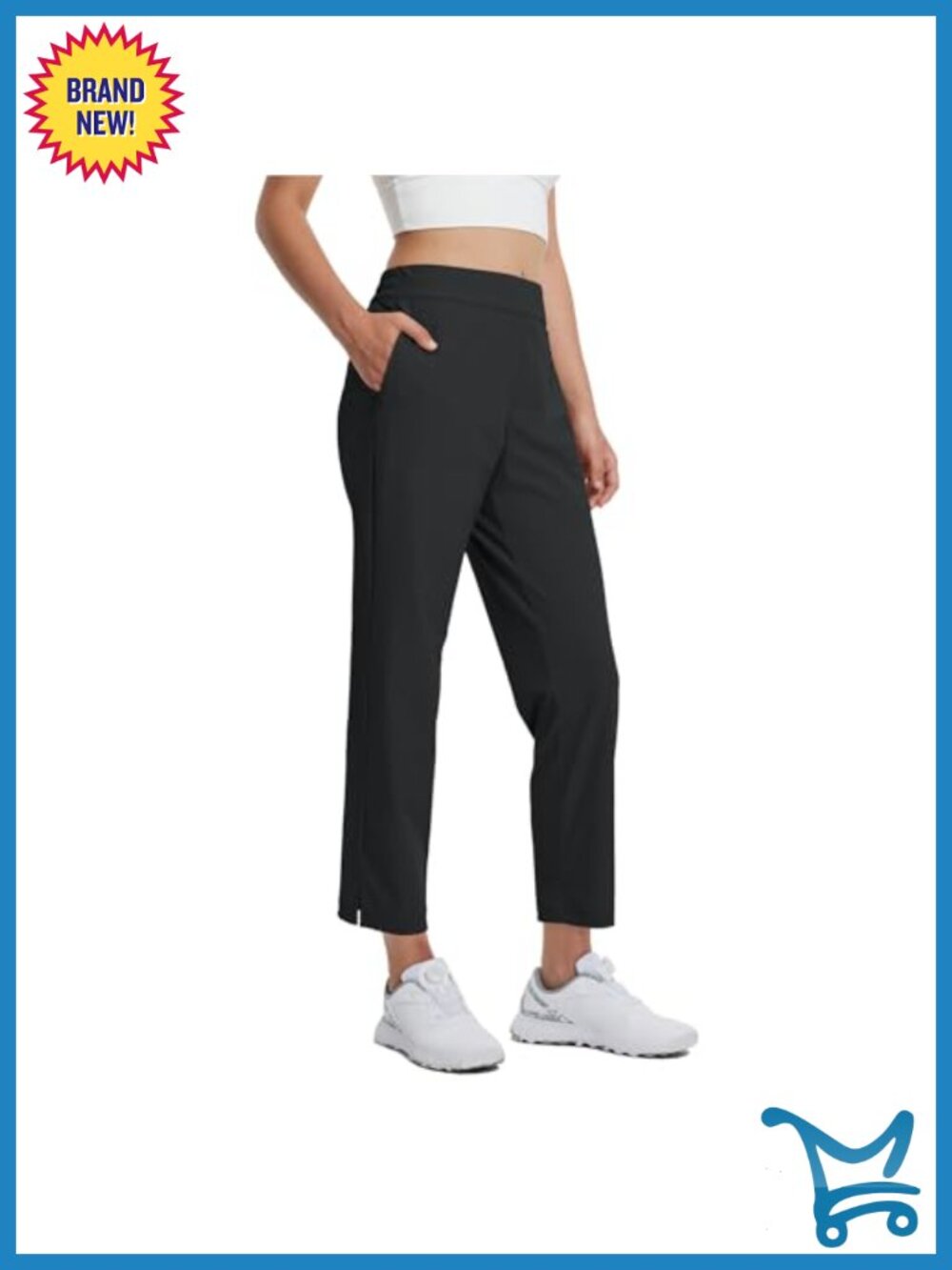Women's Golf Pants 7/8 Ankle Stretch Lightweight Sweatpants Zip Pockets